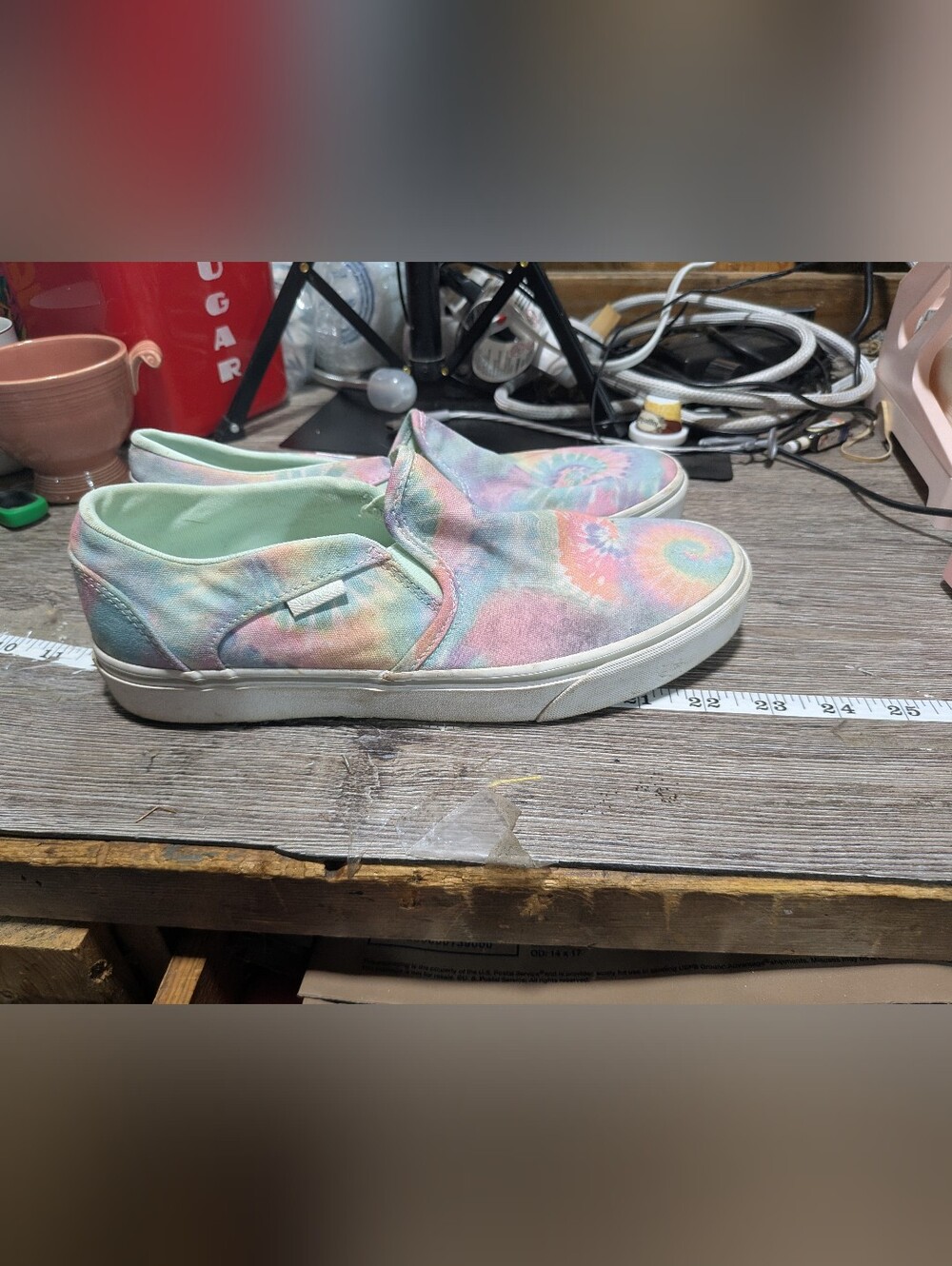 Vans Multi Color Pastel Tie Dye Slip Ons Size 9.5 Women